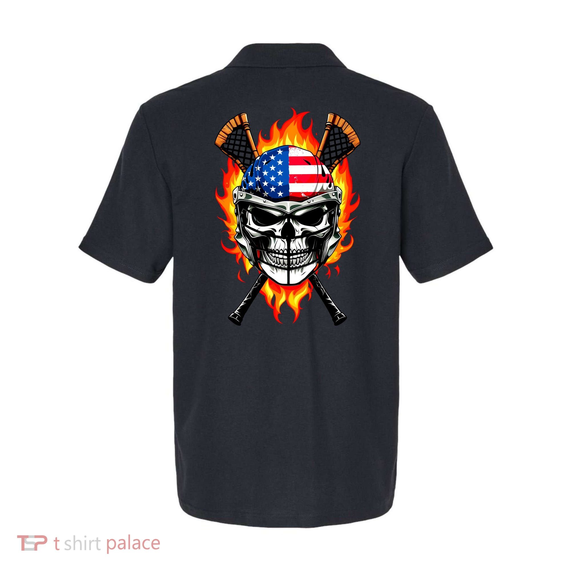 Patriotic Lacrosse Skull Polo