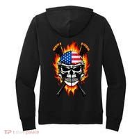 Patriotic Lacrosse Skull Women's Hoodie thumb 1