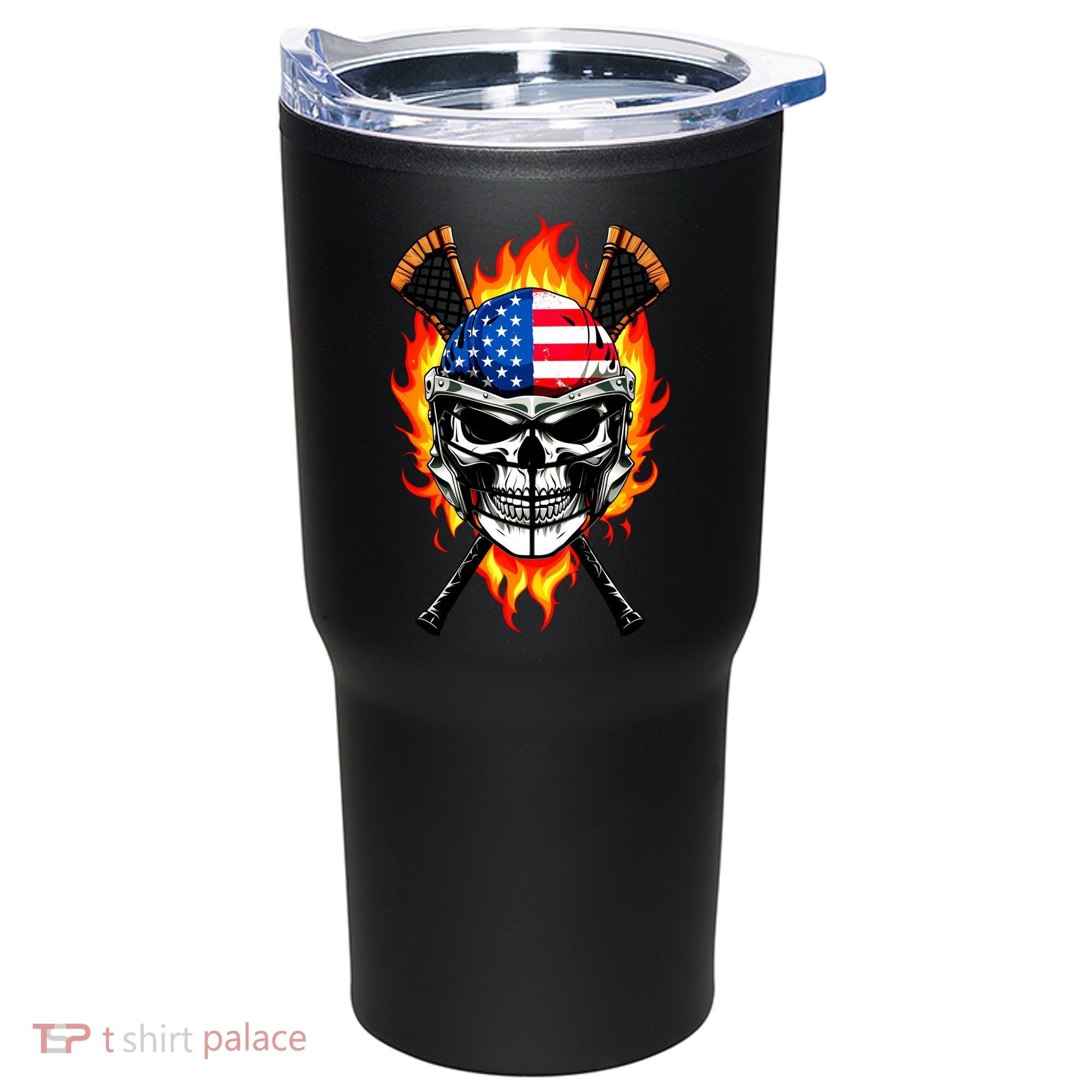 Patriotic Lacrosse Skull Tumbler