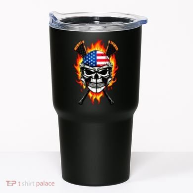 Patriotic Lacrosse Skull Tumbler