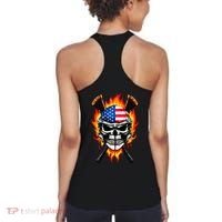 Patriotic Lacrosse Skull Women's Tank Top thumb 1