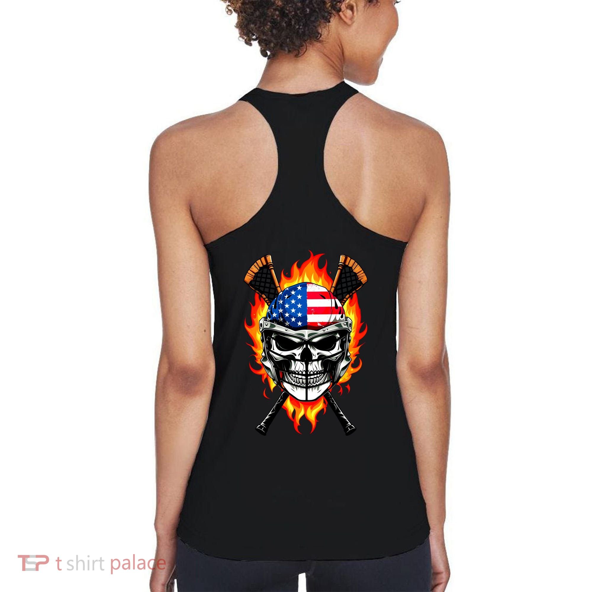 Patriotic Lacrosse Skull Women's Tank Top