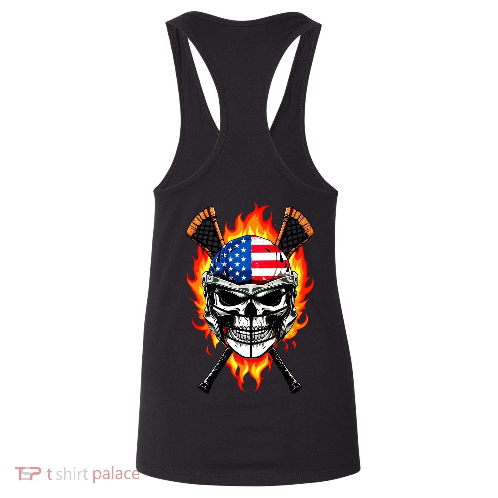Patriotic Lacrosse Skull Women's Tank Top