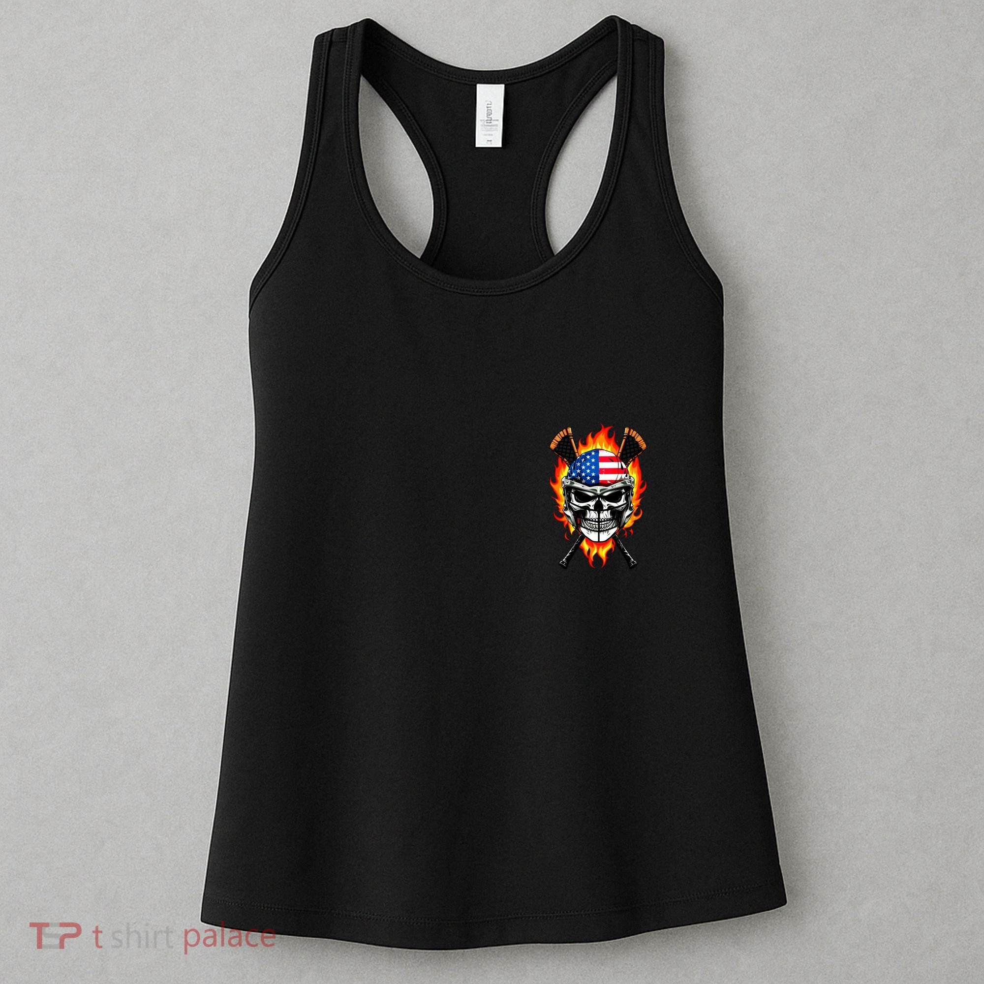 Patriotic Lacrosse Skull Women's Tank Top