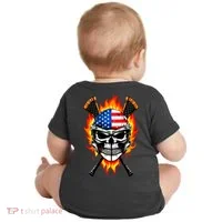 Patriotic Lacrosse Skull Baby Bodysuit thumb 1