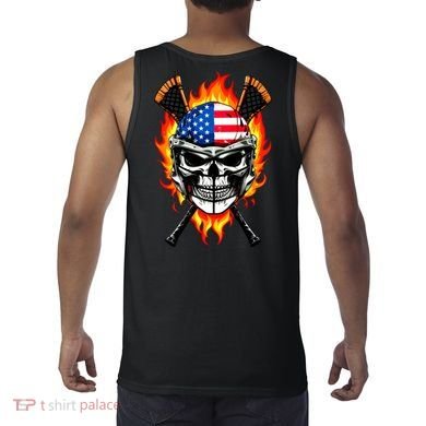 Patriotic Lacrosse Skull Tank Top back