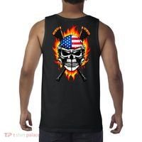 Patriotic Lacrosse Skull Tank Top thumb 1