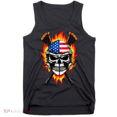 Patriotic Lacrosse Skull Tank Top