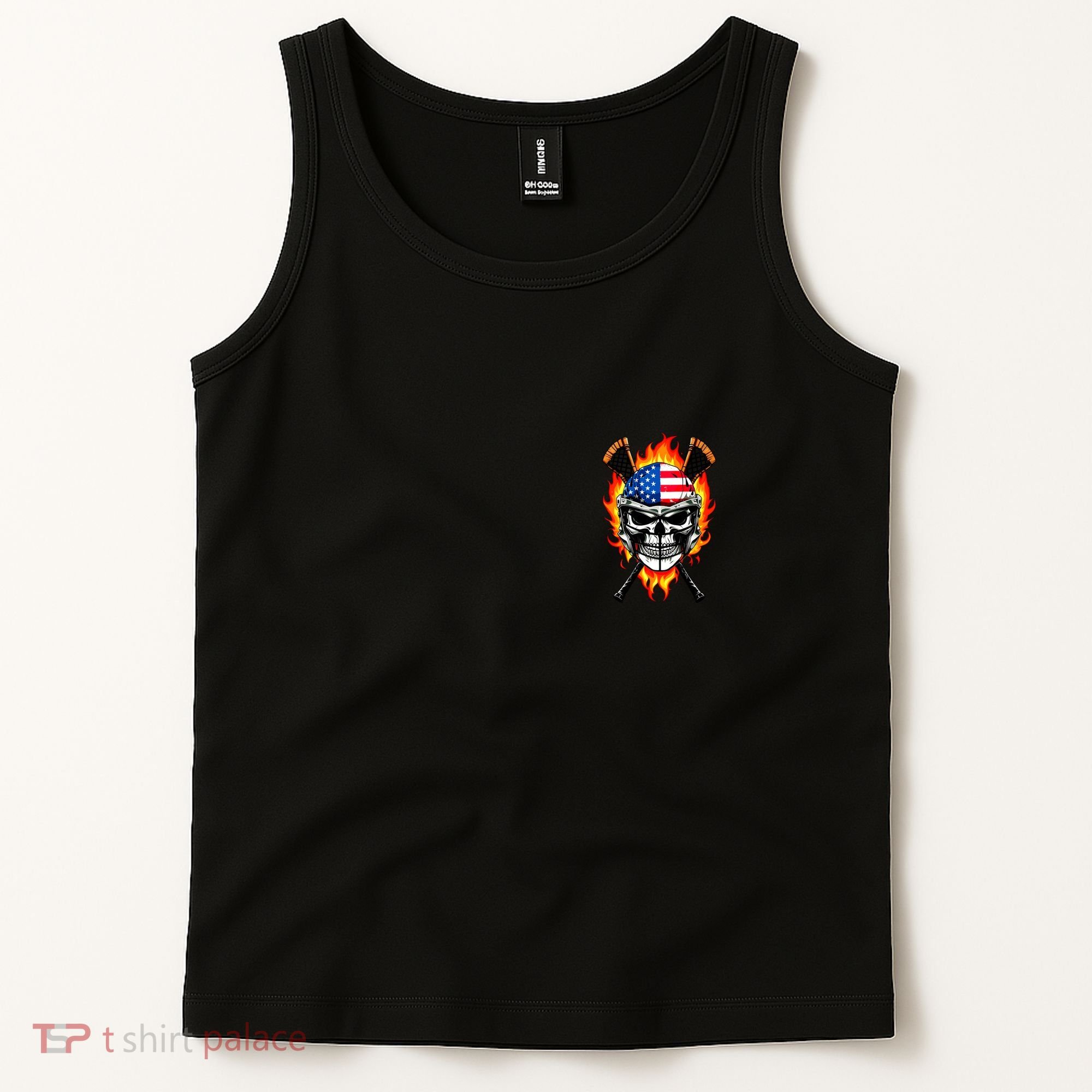 Patriotic Lacrosse Skull Tank Top