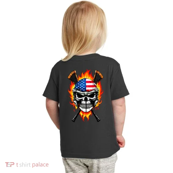 Patriotic Lacrosse Skull Toddler T-Shirt