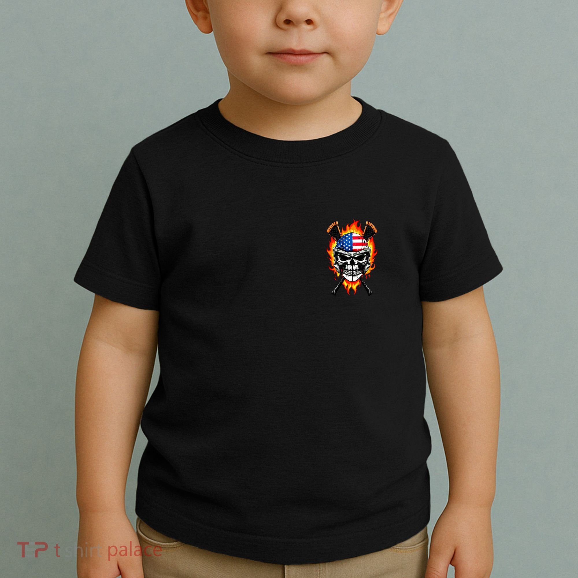 Patriotic Lacrosse Skull Toddler T-Shirt