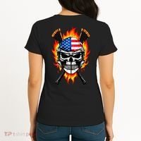 Patriotic Lacrosse Skull Women's T-Shirt thumb 1