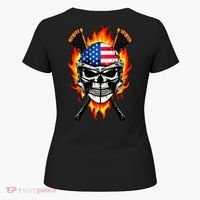 Patriotic Lacrosse Skull Women's T-Shirt thumb 5