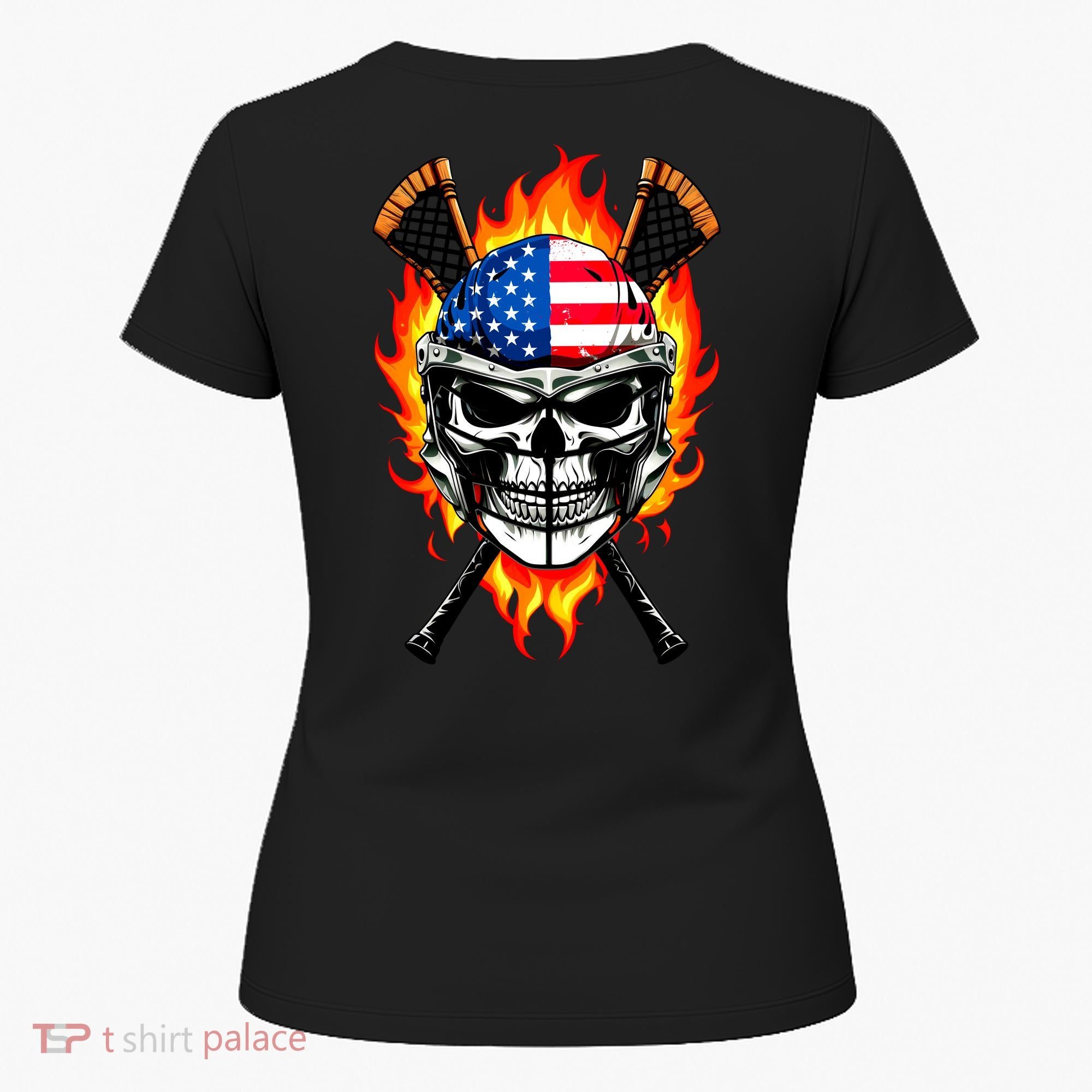 Patriotic Lacrosse Skull Women's T-Shirt