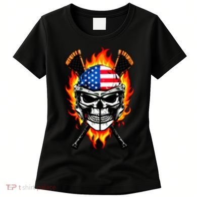 Patriotic Lacrosse Skull Women's T-Shirt