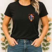 Patriotic Lacrosse Skull Women's T-Shirt thumb 2