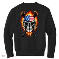Patriotic Lacrosse Skull Kids Sweatshirt thumb 1