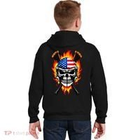 Patriotic Lacrosse Skull Kids Hoodie thumb 1