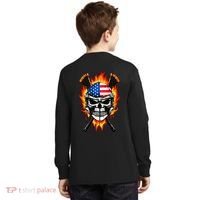 Patriotic Lacrosse Skull Kids Long Sleeve Shirt thumb 1