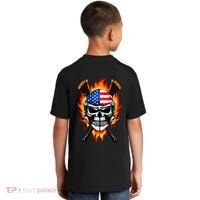 Patriotic Lacrosse Skull Kids T-Shirt thumb 1