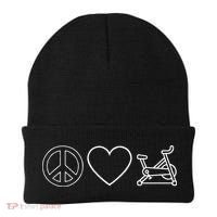Peace Love Spin Heart Funny Spin Class Spinning Cycling Gym Beanie thumb 0