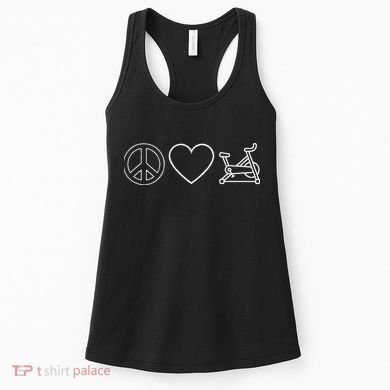 Peace Love Spin Heart Funny Spin Class Spinning Cycling Gym Women's Tank Top