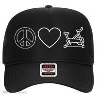 Peace Love Spin Heart Funny Spin Class Spinning Cycling Gym Hat thumb 0