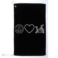 Peace Love Spin Heart Funny Spin Class Spinning Cycling Gym Golf Towel thumb 0