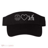 Peace Love Spin Heart Funny Spin Class Spinning Cycling Gym Visor thumb 0