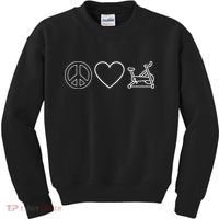Peace Love Spin Heart Funny Spin Class Spinning Cycling Gym Kids Sweatshirt thumb 0