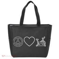 Peace Love Spin Heart Funny Spin Class Spinning Cycling Gym Tote Bag thumb 0