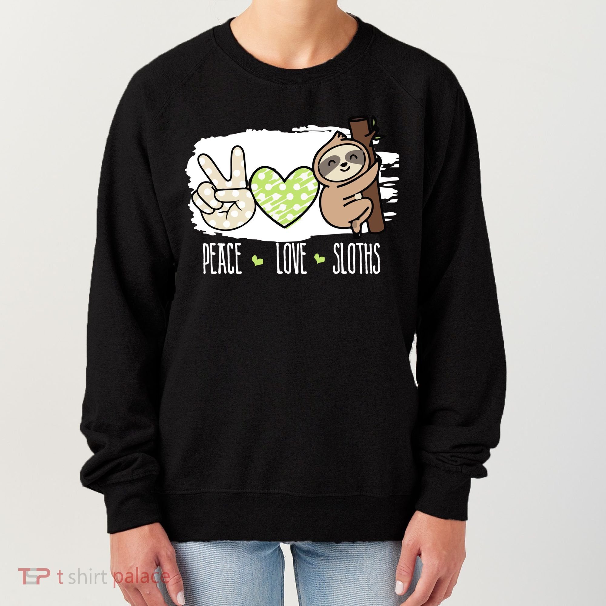 Peace Love Sloths Tropical Sloth Lover Hippie Gift Women's Sweatshirt