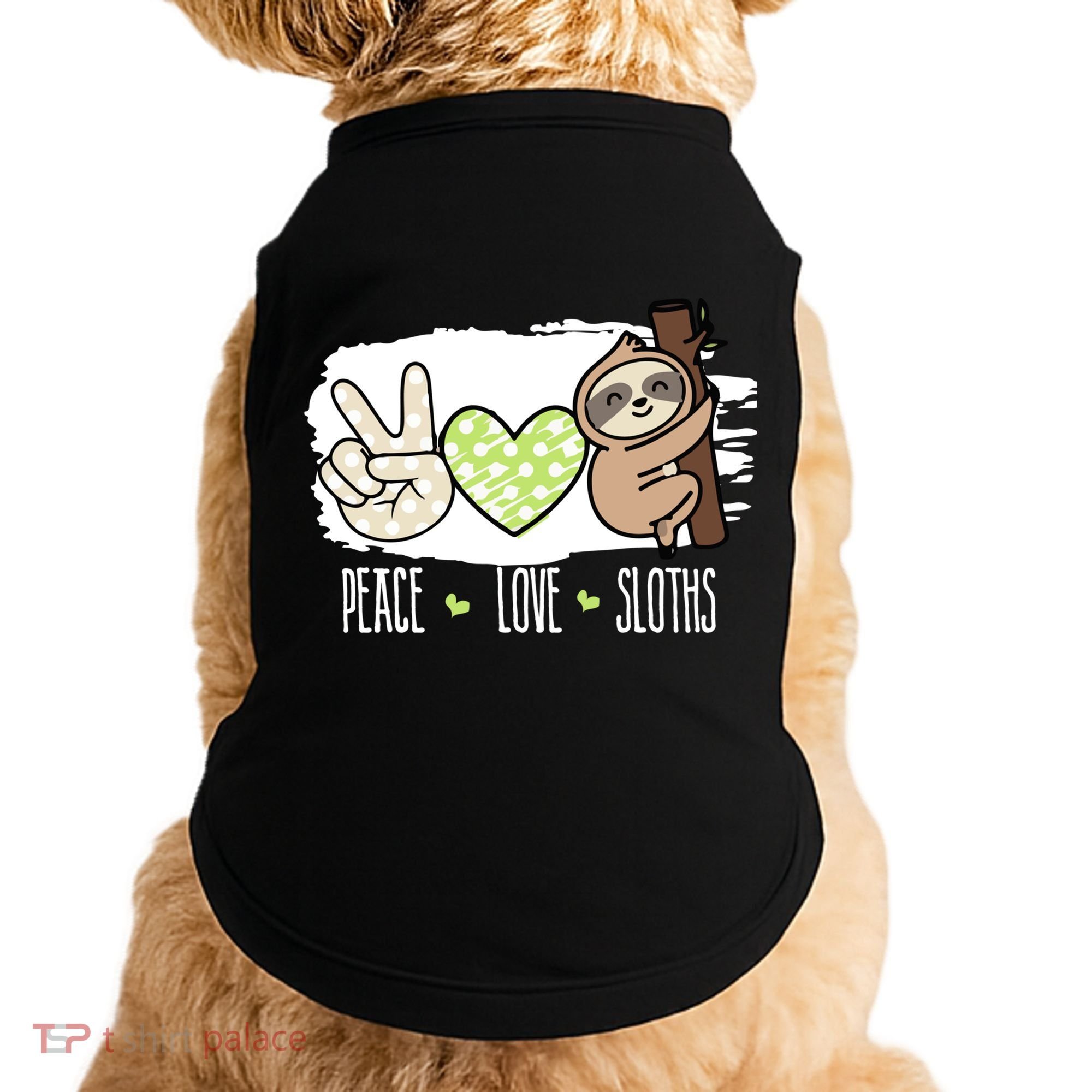 Peace Love Sloths Tropical Sloth Lover Hippie Gift Doggie Tank