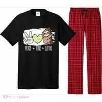 Peace Love Sloths Tropical Sloth Lover Hippie Gift Pajama Set thumb 0