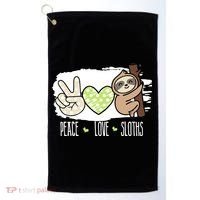 Peace Love Sloths Tropical Sloth Lover Hippie Gift Golf Towel thumb 0