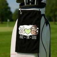 Peace Love Sloths Tropical Sloth Lover Hippie Gift Golf Towel thumb 2