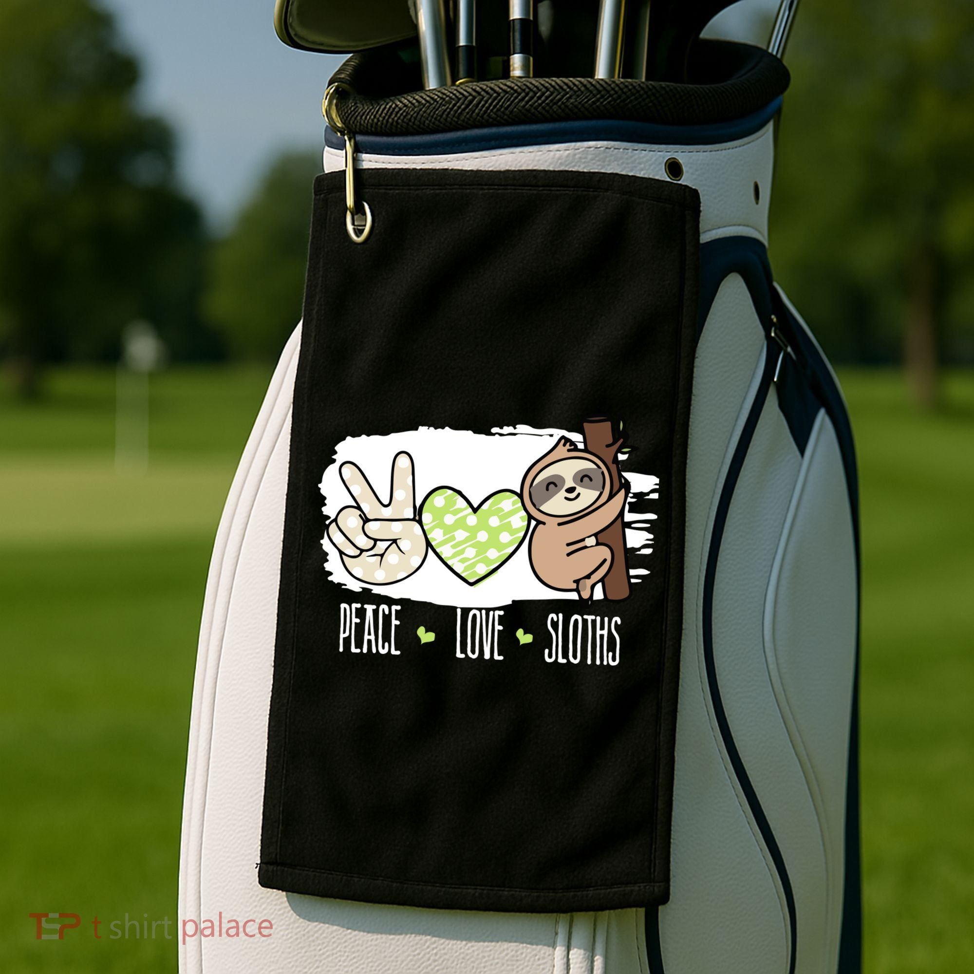 Peace Love Sloths Tropical Sloth Lover Hippie Gift Golf Towel