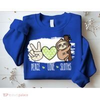 Peace Love Sloths Tropical Sloth Lover Hippie Gift Sweatshirt thumb 2