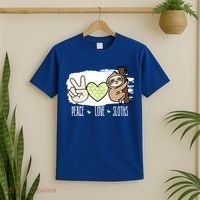 Peace Love Sloths Tropical Sloth Lover Hippie Gift T-Shirt thumb 2