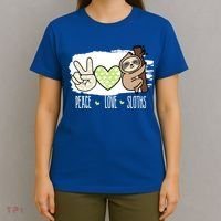 Peace Love Sloths Tropical Sloth Lover Hippie Gift T-Shirt thumb 4