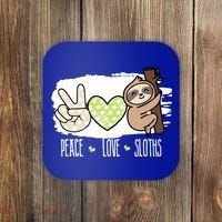 Peace Love Sloths Tropical Sloth Lover Hippie Gift Coaster thumb 0