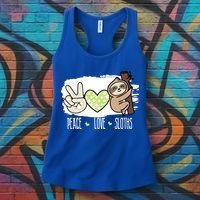 Peace Love Sloths Tropical Sloth Lover Hippie Gift Women's Tank Top thumb 3