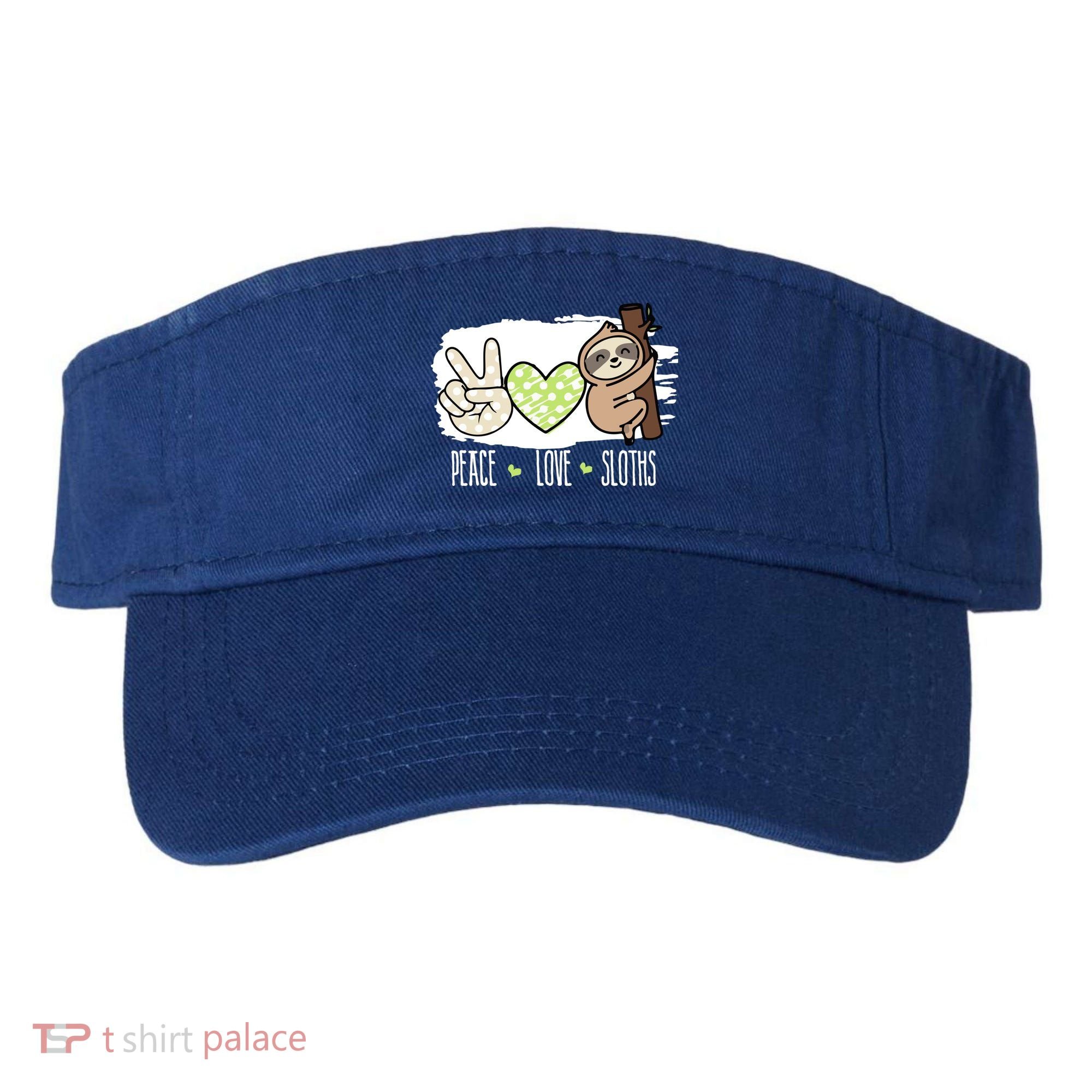 Peace Love Sloths Tropical Sloth Lover Hippie Gift Visor