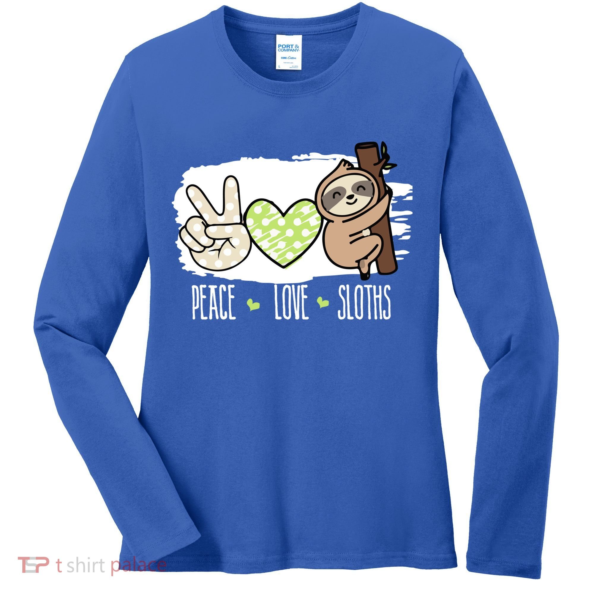 Peace Love Sloths Tropical Sloth Lover Hippie Gift Women's Long Sleeve Shirt