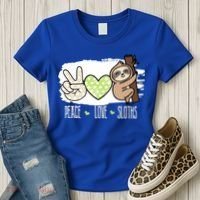 Peace Love Sloths Tropical Sloth Lover Hippie Gift Women's T-Shirt thumb 3