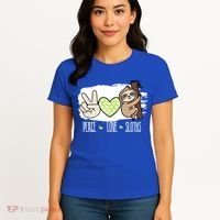 Peace Love Sloths Tropical Sloth Lover Hippie Gift Women's T-Shirt thumb 4