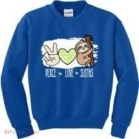 Peace Love Sloths Tropical Sloth Lover Hippie Gift Kids Sweatshirt thumb 0