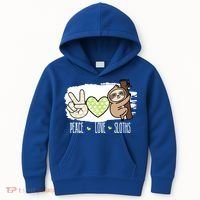 Peace Love Sloths Tropical Sloth Lover Hippie Gift Kids Hoodie thumb 0