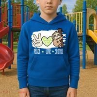 Peace Love Sloths Tropical Sloth Lover Hippie Gift Kids Hoodie thumb 2