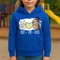 Peace Love Sloths Tropical Sloth Lover Hippie Gift Kids Hoodie thumb 3